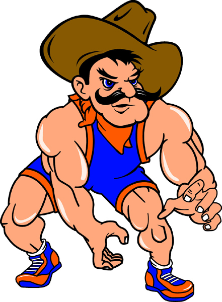 Cowboy wrestler team mascot color vinyl sports sticker. Customize on line. Cowboy Wrestling